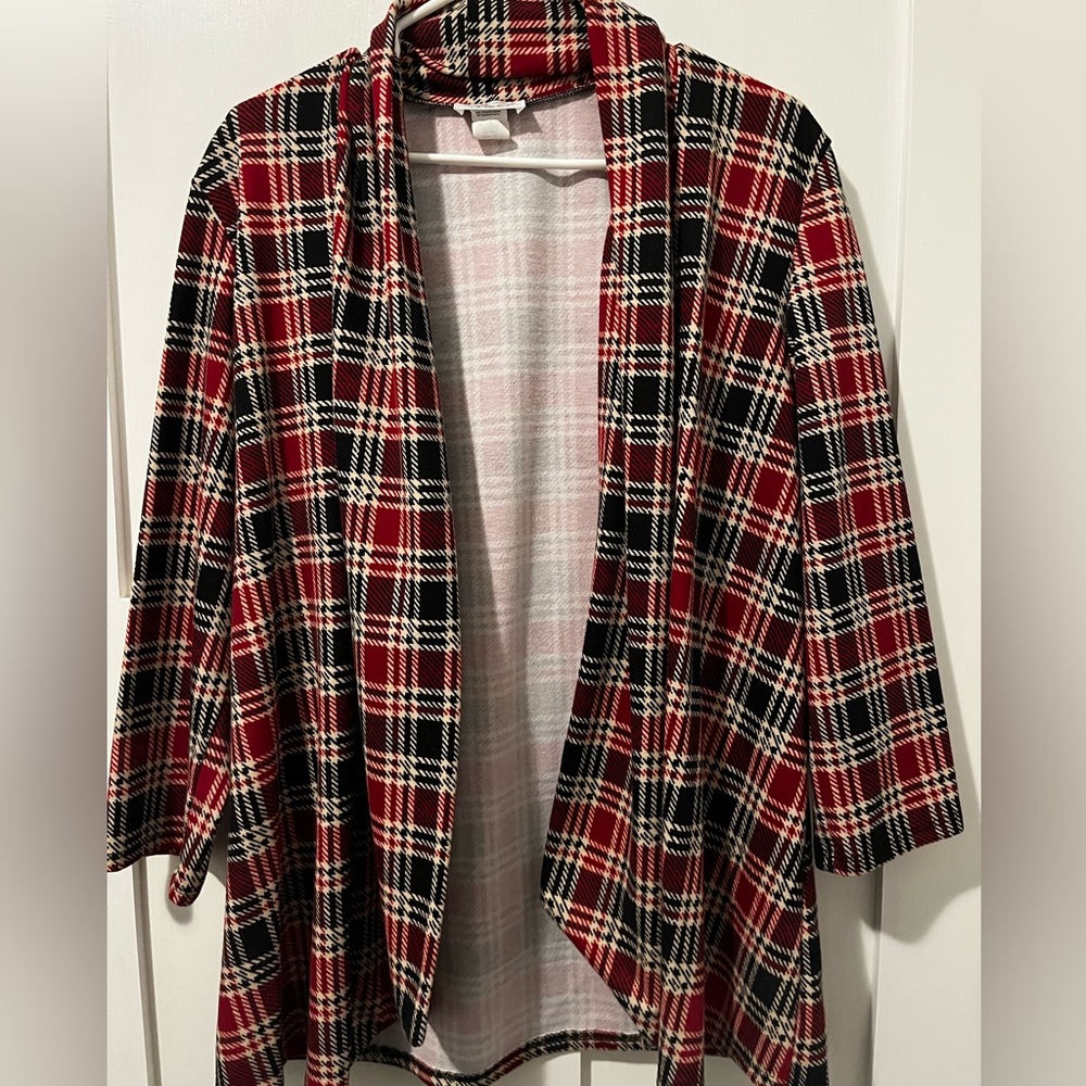 Zigzag Stripe drape front 3/4 sleeve jacket